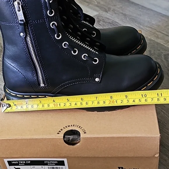 Dr. Martens Air Wair 1460 BLACK WANAMA TWIN ZIP 8 EYE BOOT - Picture 8 of 12